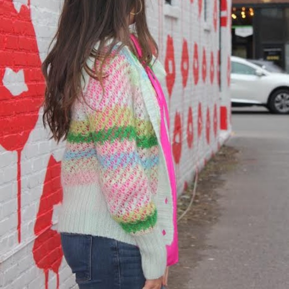 Free People Pastel Stripe Cardigan Sweater - Picture 3 of 8